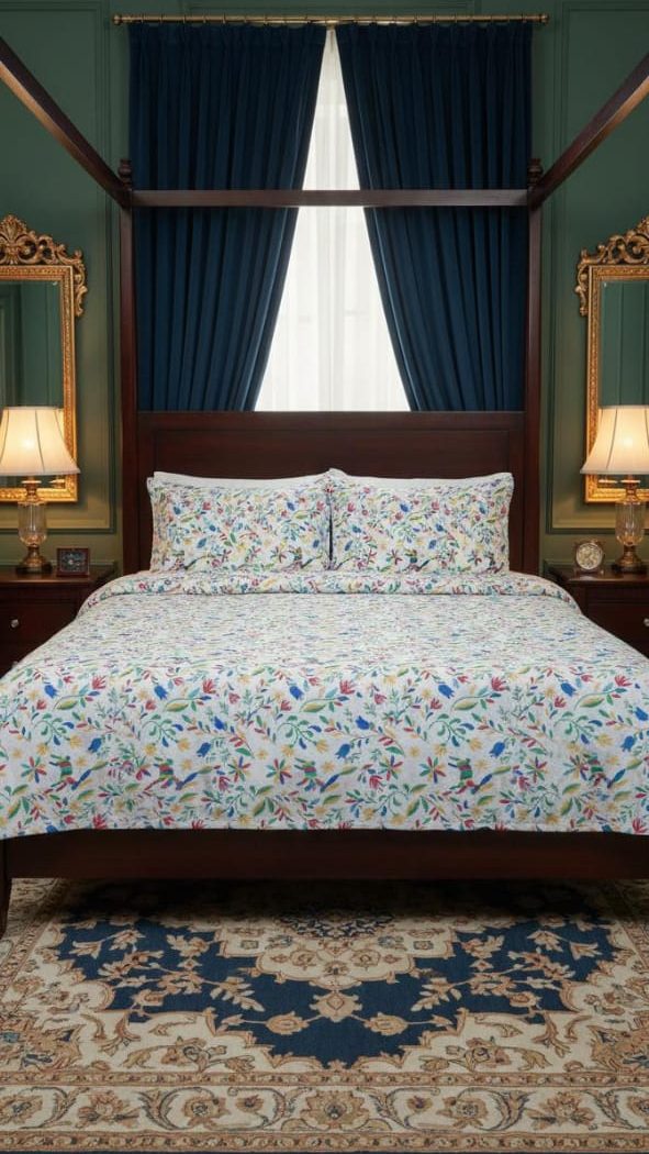 Breathable Pure Cotton Double Bed Sheet with Pillow Pair