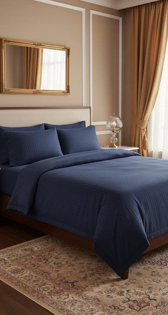 Soft & Elegant Cotton Satin Double Bed Sheet Set with 2 Pillow Covers