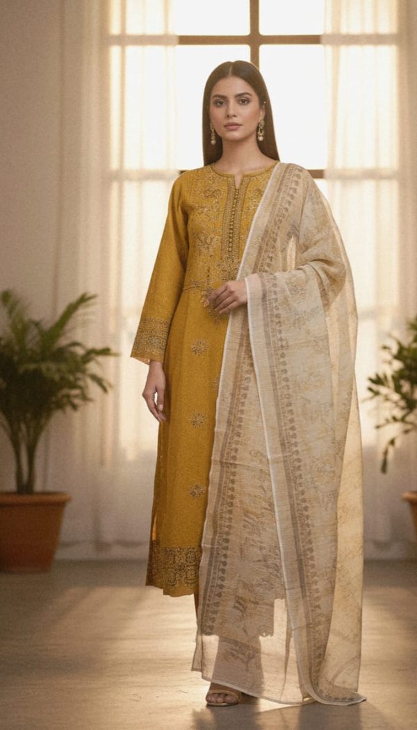 Unstitched luxury lawn 3 piece