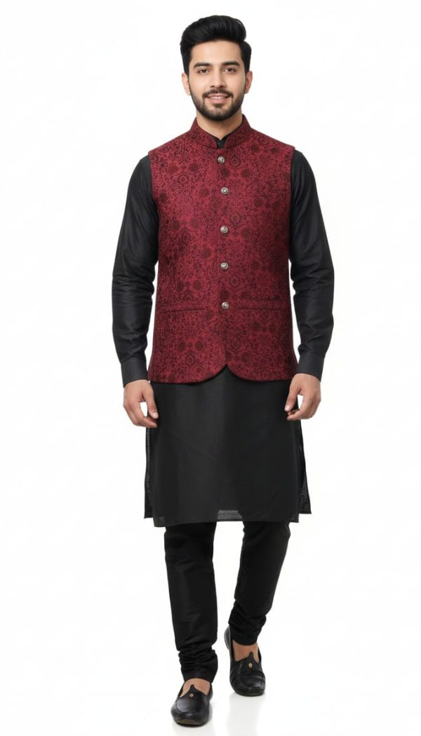 Stitched kurta pajama with waistcoat.    Size : Medium